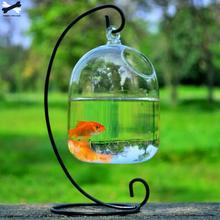Подвесное стекло аквариума для рыб, прозрачная высота 15 см, аквариум для рыб, ваза для цветочных растений с белой стойкой высотой 23 см, 2810 2024 - купить недорого