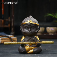 Chinese Purple Clay Kung Fu Tea Pets Monkey King Tea Tray Sun Wukong Statues Sculptures for Home Office Decoration Crafts 2024 - buy cheap