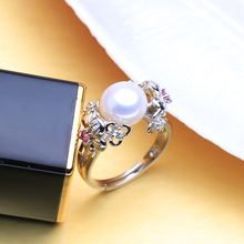 Fenasy 8-9mm pérola jóias naturais de água doce pérola anéis para o amor boêmio 925 prata esterlina rosa pedras anel presente para mulher 2024 - compre barato