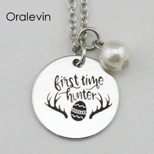 FIRST TIME HUNTER Inspirational Hand Stamped Engraved Custom Charm Pendant Necklace Metal Stamped Jewelry,10Pcs/Lot, #LN2342 2024 - buy cheap