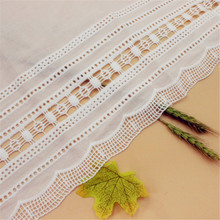 2Yds/lot 28cm wide exquisite beige cotton embroidery openwork lace curtain skirt tablecloth home cotton lace AC492 2024 - buy cheap