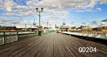 Seamless Street Wooden Road Cloudy Town Washable No Crease Polyester Backdrop Background Photography Studio Prop Photographic 2024 - buy cheap