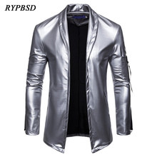 Leather Suit Jacket Men 2021 Autumn Slim Fit Windproof Cardigan  Solid Faux Leather Jacket Blazer Fashion Dance Stage Costumes 2024 - buy cheap