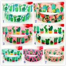 7/8'' Free shipping cactus flowers printed grosgrain ribbon hairbow headwear party decoration diy wholesale 22mm D563 2024 - buy cheap