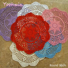 30CM Round New Design Handmade Cotton Crochet tablecloth Lace Mugs tea Table Cover dining Christmas wedding catering decoration 2024 - buy cheap
