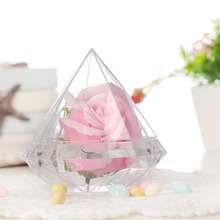 Caixa transparente em formato de diamante para doces, caixa de plástico transparente para festa de casamento, decoração de casa, chá de bebê, favores, tamanho p/g 2024 - compre barato