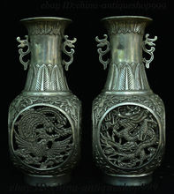 Copo clássico da china antiga, flor de dragão, phoenix, vaso jarra, estátua, par 2024 - compre barato