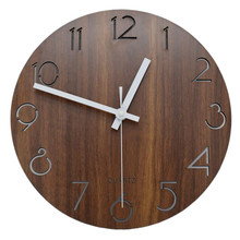 Relógio de parede criativo de 12 polegadas, design numeral arábico vintage, estilo rústico, país, estilo toreano, relógio de parede redondo decorativo de madeira 2024 - compre barato