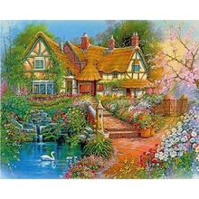 HOMHOL 5D Diamond Embroidery Rhinestone Diamond painting Pasted Paintings Cross Stitch European house villa diamond home Decor 2024 - buy cheap