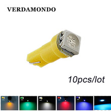 Lâmpada de led para painel interno de carro, lâmpada de luz t5 5050 1smd, branca, verde, gelo, azul, vermelho e amarelo, com 10 peças 2024 - compre barato