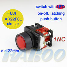 Светодиодная Кнопка с подсветкой dia.22mm fuji аналогичная AR22F5L, 5 шт., с плоской головкой и автоматическим замком, переключатель 1NC 6 в 12 В 24 в 110 220 В 2024 - купить недорого