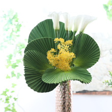 Artificial palm tree leaves plants fake pu green leaf for home wedding table floral decoration 2024 - compre barato