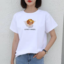 Lovey angel tops Vintage Summer Angel Art tees Short Sleeve New Large Size Loose Cartoon Print Harajuku Letter Casual T-Shirt 2024 - buy cheap