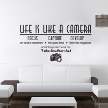 Creative Life Is Like A Camera Living Room Bedroom Decoration Wall Stickers Quotes Wallpaper Home Decor Mural Room Accessories 2024 - buy cheap