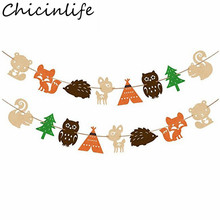 Chicinlife 1Set Woodland Animal Banner Happy Birthday Party Decor Baby Shower Forest Fox Garland Jungle Jungle Safari Supplies 2024 - buy cheap