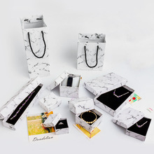 Caixa para embalagem de joias, anel de papel marmorizado, brinco, colares, conjunto de caixa de joias, relógios, caixas de armazenamento para presentes jeqwelry 2024 - compre barato