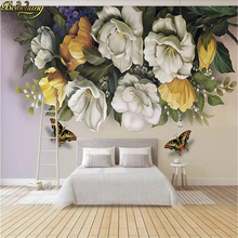 Beibehand-papel de parede grande estereoscópico 3d, plano de fundo, tv, sala de estar, quarto, flor, rosa, sem costura 2024 - compre barato