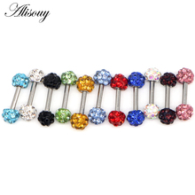 Alisouy 1PCS Epoxy two Crystal Ball Stainless Steel ear plug Piercing earrings Ring piercing ear tunnel jewelry for men women 2024 - buy cheap