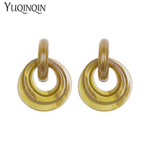 New Korean Resin Round Long Drop Earrings for Women Trend Geometric Big Dangle Earings For Girls Fashion Jewelry Hanging Brincos 2024 - buy cheap