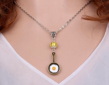 Frying Pan Eggs Necklace Pendant Vintage Bronze Steampunk Charm Chain Collar Statement  Women  Jewelry 2024 - buy cheap