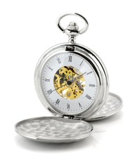 Модные мужские и женские часы с двойным открытым серебристым белым цветным карманом повседневные полые карманные часы Machaincal 2024 - купить недорого