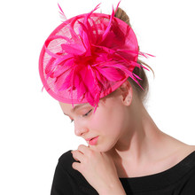 Sinamay Wedding Nice Fascinator Headband Hats Accessories For Women Elegant Race Headpiece Fancy Feather Flower Millinery Brial 2024 - buy cheap