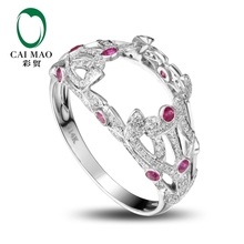 CaiMao Изумрудное кольцо Semi Mount кольцо настройки & 0.9ct АЛМАЗ 14 к белое золото обручальное кольцо с драгоценными камнями ювелирные изделия 2024 - купить недорого