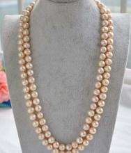 Бесплатная доставка 9-10 мм круглое Южное море розовое жемчужное ожерелье 2024 - купить недорого