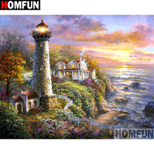 HOMFUN Full Square/Round Drill 5D DIY Diamond Painting "Lighthouse landscape" Embroidery Cross Stitch 3D Home Decor Gift A11066 2024 - buy cheap