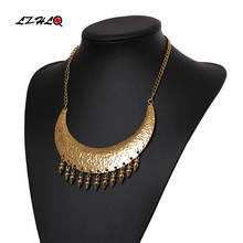 LZHLQ Vintage Tiny Carved Anchored Tassels Choker Statement Necklace Women Zinc Alloy Collar Necklaces Pendants Trendy Collares 2024 - buy cheap