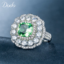 Luxuoso grande aaa zircão princesa anéis para mulher popular 8mm quadrado verde pedra banquete festa jóias anel dropshipping b1215 2024 - compre barato