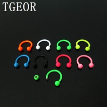 free shipping wholesale 1.2*8*3mm horseshoe body piercing 100pcs surgical Stainless Steel NEON colors CBR EYEBROW ring 2024 - buy cheap