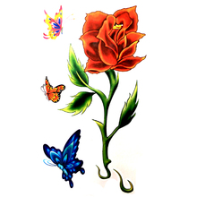 Beleza grande Rose Flor Tatuagens Temporárias À Prova D' Água homens de flash borboleta manga tatuagem harajuku tatoo henna body art sticker 2024 - compre barato