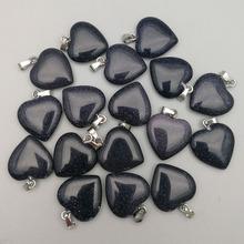 Wholesale 20mm natural love heart stone pendants charm blue sand stone for jewelry making 50pcs/lot Free shipping 2024 - buy cheap