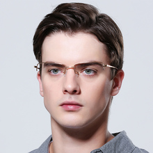 FENCHI-Gafas de miopía para hombre, lentes ópticas de negocios transparentes para ordenador, lentes de metal semimontura, marco rectangular 2024 - compra barato