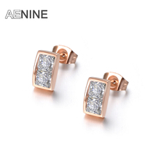 AENINE-pendientes de circonia cúbica AAA para mujer, joyería de acero inoxidable, cristal blanco púrpura claro, regalo, diamantes de imitación, AE18044 2024 - compra barato