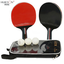 Комплект теннисных ракеток Huieson, 2 шт./лот, двухсторонние прыщики, длинная короткая ручка, ракетка для пинг-понга, комплект с сумкой для 3 мяче... 2024 - купить недорого
