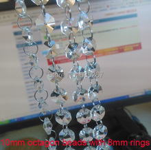 100 M/lote 70pcs10mm Octogonal Guirlanda De Cristal Fios De Cristal de Vidro com 8mm anéis Wedding & Decoração de Natal 2024 - compre barato