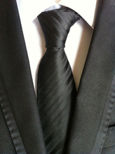 8cm New arrivals tie Classic men formal necktie solid black with diagonal stripes 2024 - buy cheap