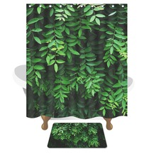 Водонепроницаемая занавеска для душа, дизайнерский шторка с зелеными листьями, коврик для ванной, домашний декор, с крючками, 180 х150 см 2024 - купить недорого