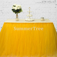 Yellow 100cm Tulle Table Skirt Wonderland Table Tutu Skirting Wedding Birthday Baby Shower Banquet Party Decoration 2024 - buy cheap