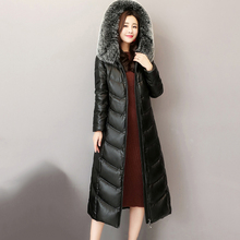 Sheepskin Down Jacket 2019 Winter Large size Women Coat New Genuine Leather Down Jacket Fox fur collar Hooded Long Overcoat FC33 2024 - buy cheap