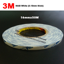 Fita adesiva branca, 16mm * 50m * 0.15mm, 3m, para painel de metal, espuma, borracha, tela de celular, adesivo de exibição 2024 - compre barato