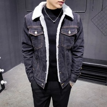 Men Winter Denim Jackets Light Blue Jean Jackets New Male Thick Warm Denim Coats Large Size Wool Liner Black Jean Coats Size 6XL 2024 - buy cheap