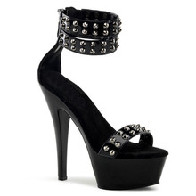 New fashion 15 cm high heels, black rivets adornment, pole dancing/performance/banquet wedding sandals 2024 - buy cheap