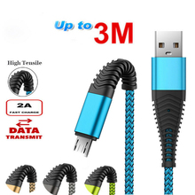 Кабель Micro USB для быстрой зарядки и передачи данных телефона, 1 м, 2 м, 3 м, для Samsung S4, S5, S6, S7 Edge, Samsung Galaxy A3, A5, A7, Xiaomi 2024 - купить недорого