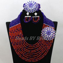 Conjunto de colar de noiva estilo indiano, conjunto de joias com contas de cristal nigeriano, 10 camadas, frete grátis, abk528 2024 - compre barato