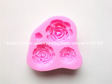 Molde de silicona con forma de rosa para decoración de tartas, 4 cavidades, Fondant, 3D, grado alimenticio, 009 2024 - compra barato