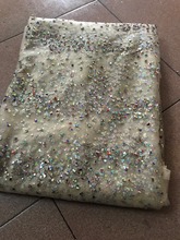 Tecido de renda de tule com glitter colado moda urbana com glitter africano tecido de renda para vestido de festa 5 jardas/lote bordado 2024 - compre barato