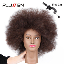 Cabeza para formación en peluquería, cabello humano 100 Real, Afro, marrón, corto, corte de pelo, peinados para cabeza de MANIQUÍ PARA Afroamericana 2024 - compra barato